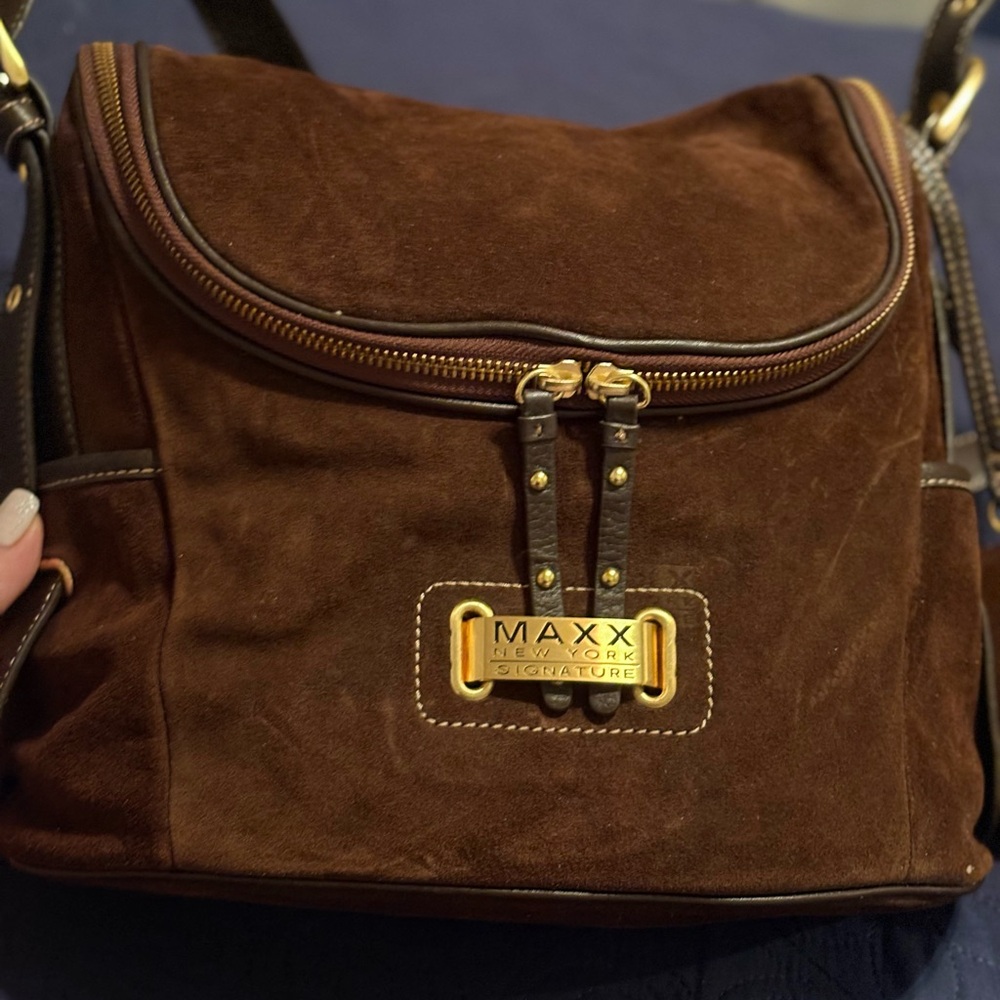 Maxx New York Brown Suede Shoulder Bag